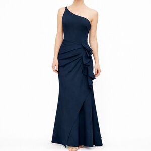 Xscape - One-Shoulder Ruffle Side Gown Style 4795X